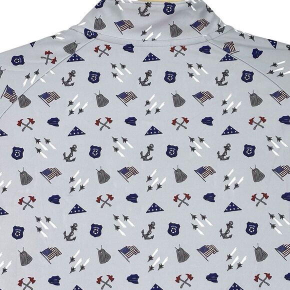 Smith & Quinn Custom Polo Shirt LS Men’s XL Blue Armed Forces Police Fire Print - Picture 5 of 11